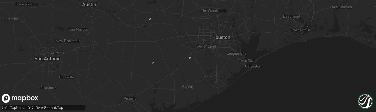 Hail map in Beasley, TX on August 9, 2024