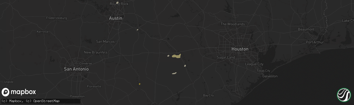 Hail map in Columbus, TX on August 9, 2024