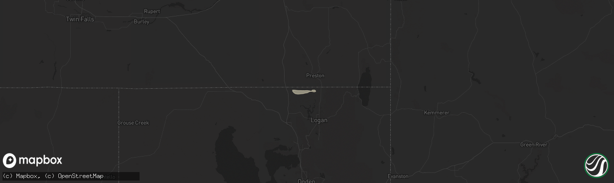 Hail map in Cornish, UT on August 9, 2024