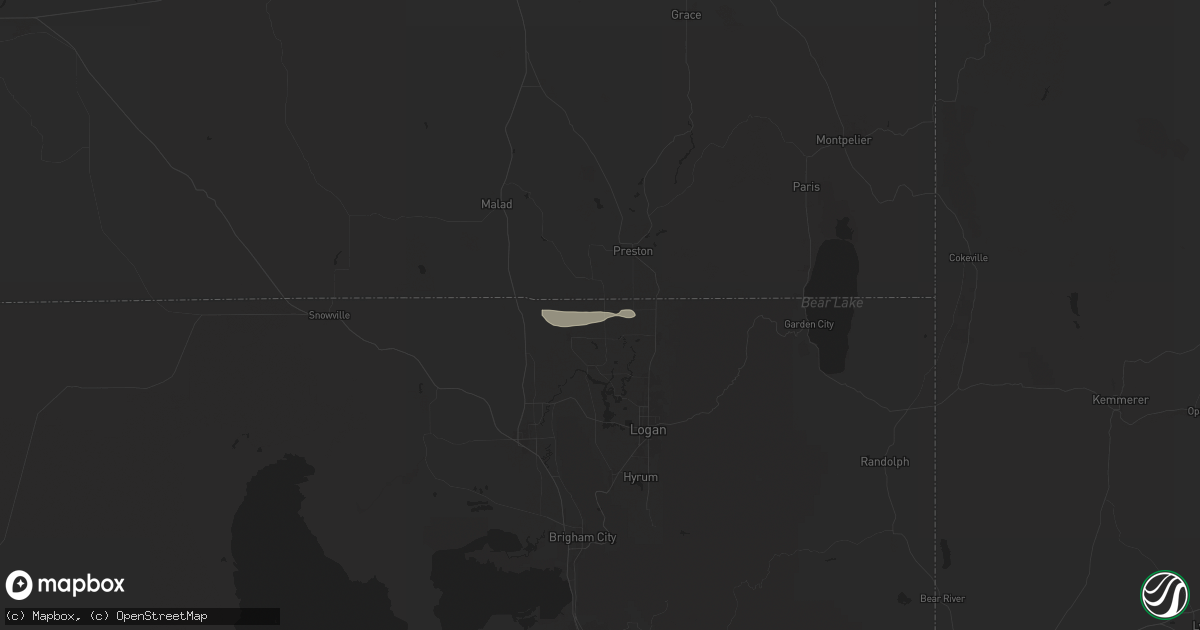 Hail map in Cornish, UT on August 9, 2024