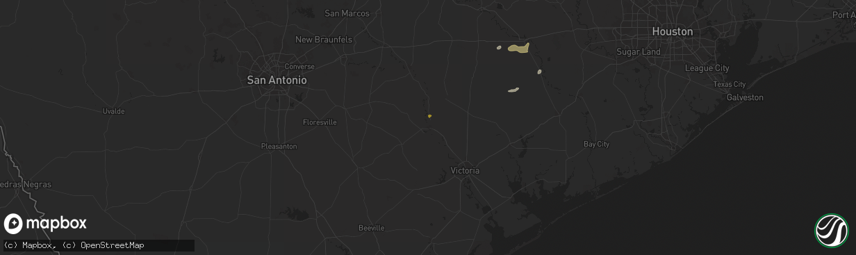 Hail map in Cuero, TX on August 9, 2024