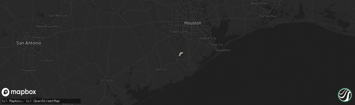 Hail map in Damon, TX on August 9, 2024