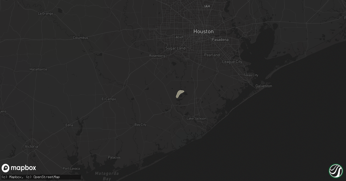 Hail map in Damon, TX on August 9, 2024