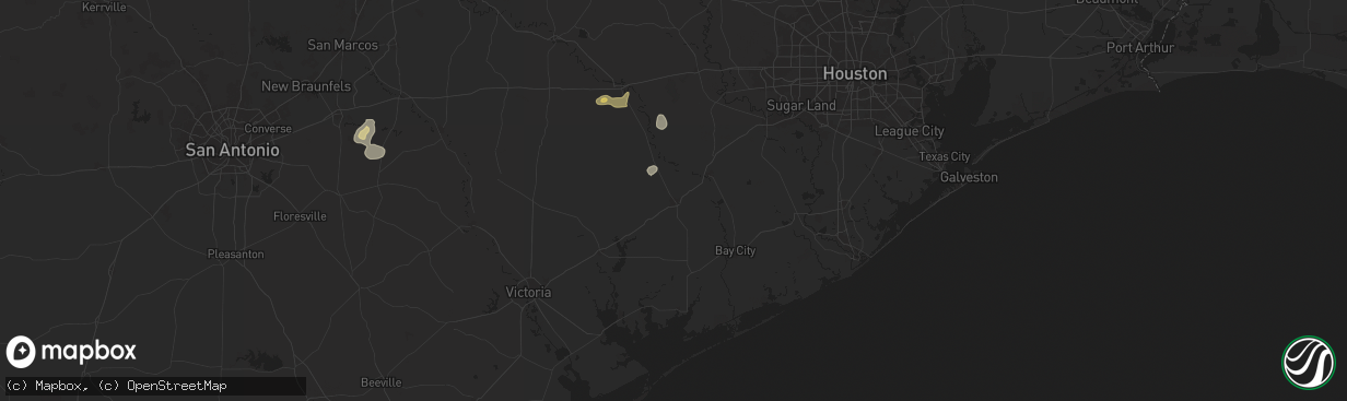 Hail map in El Campo, TX on August 9, 2024