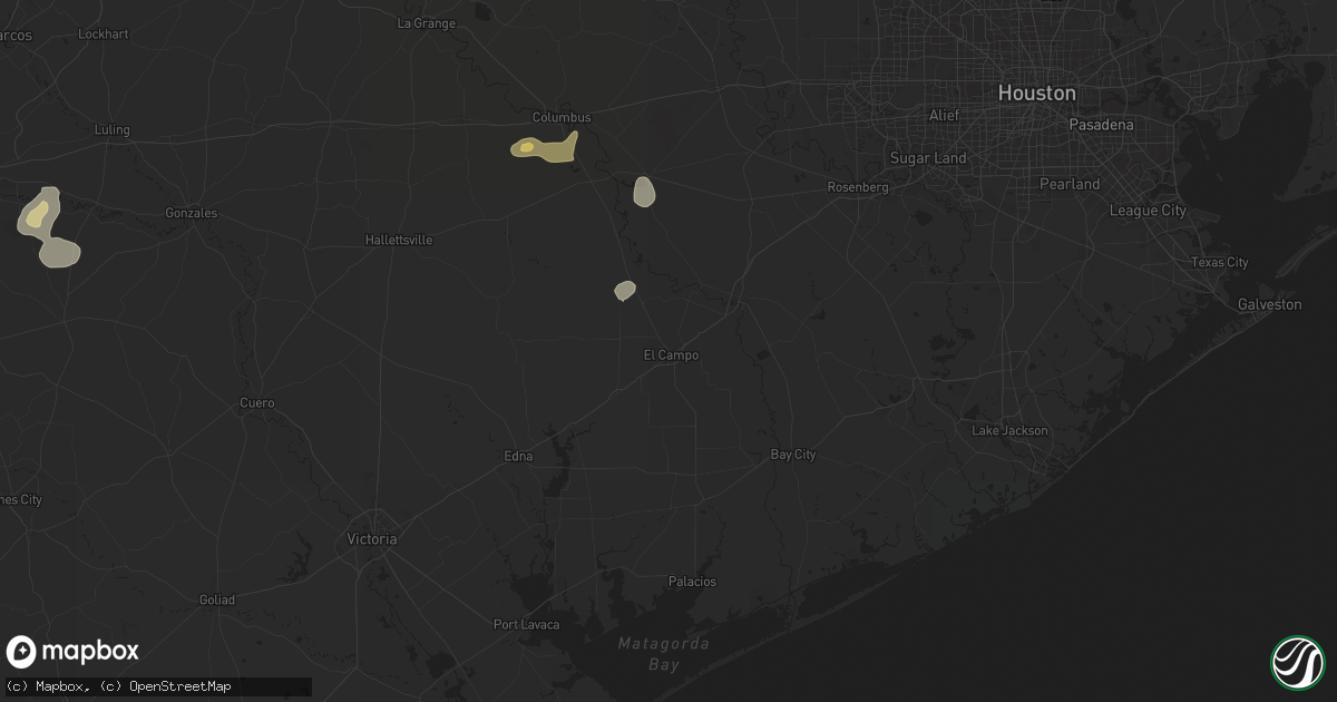 Hail map in El Campo, TX on August 9, 2024