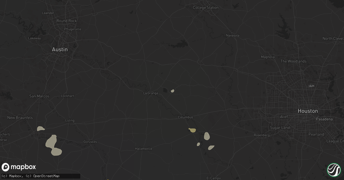 Hail map in Fayetteville, TX on August 9, 2024