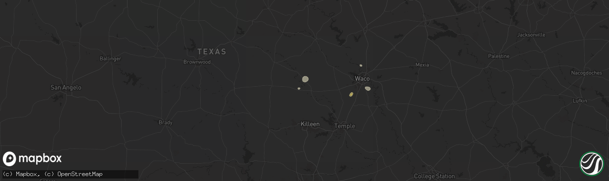 Hail map in Gatesville, TX on August 9, 2024