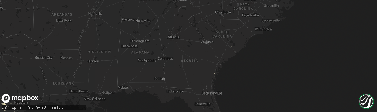 Hail map in Georgia on August 9, 2024