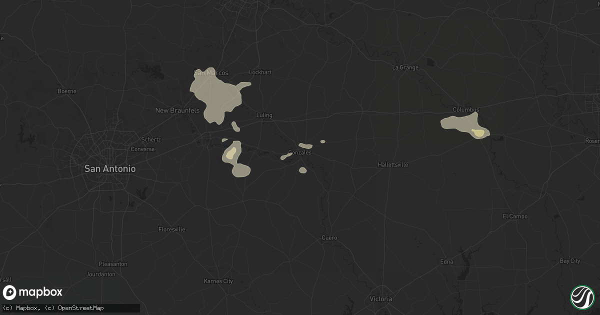 Hail map in Gonzales, TX on August 9, 2024