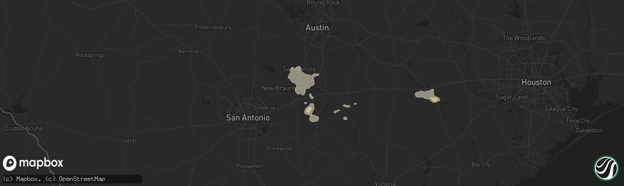 Hail map in Kingsbury, TX on August 9, 2024