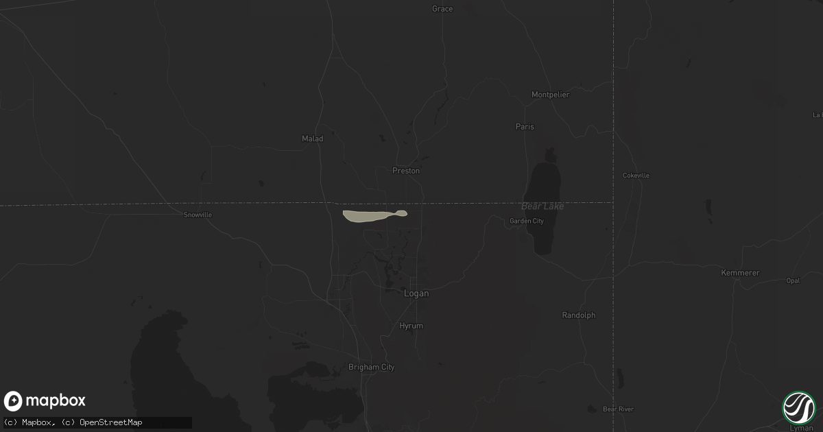 Hail map in Lewiston, UT on August 9, 2024