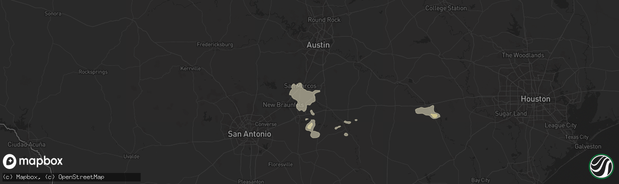 Hail map in Martindale, TX on August 9, 2024