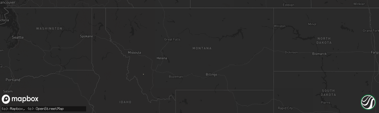 Hail map in Montana on August 9, 2024