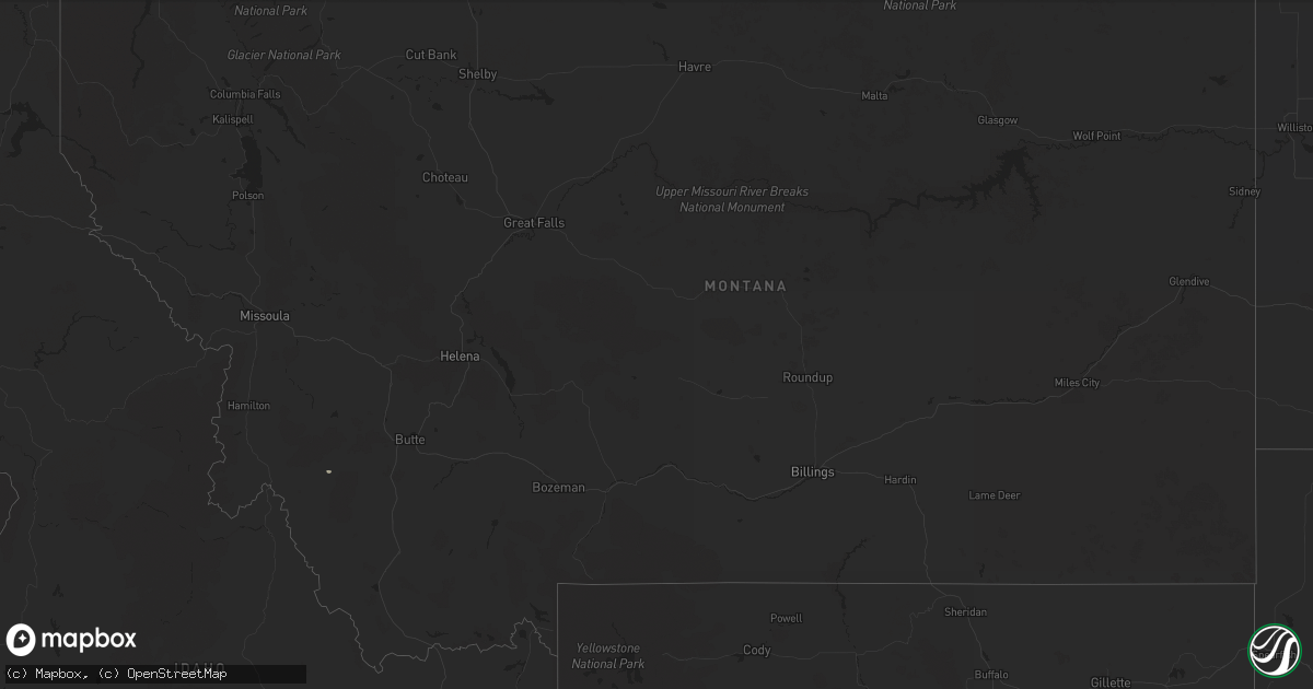 Hail map in Montana on August 9, 2024