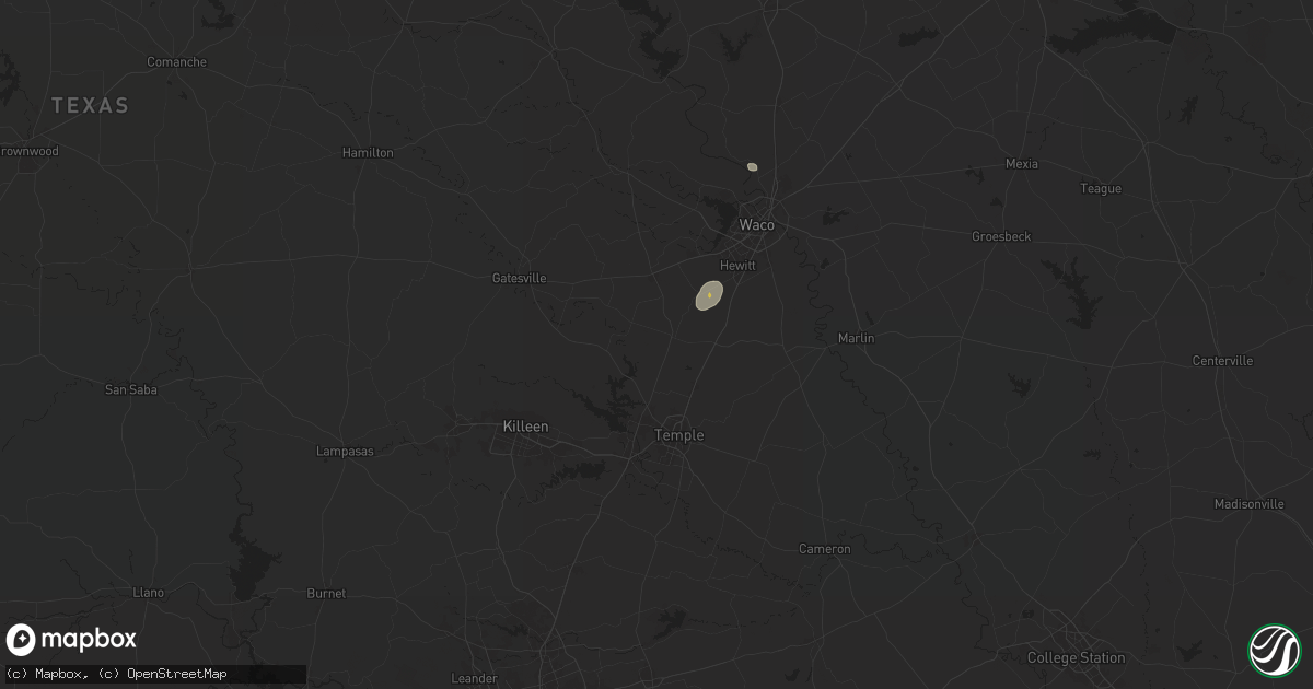 Hail map in Moody, TX on August 9, 2024