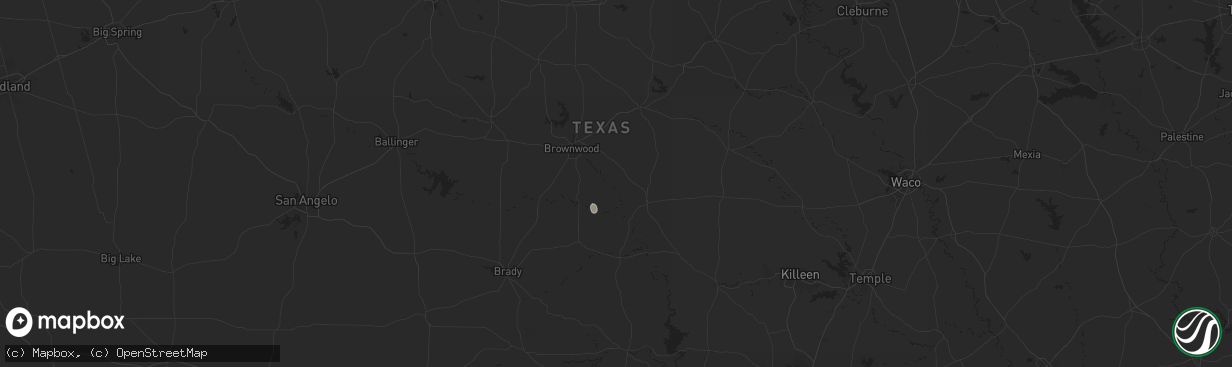 Hail map in Mullin, TX on August 9, 2024