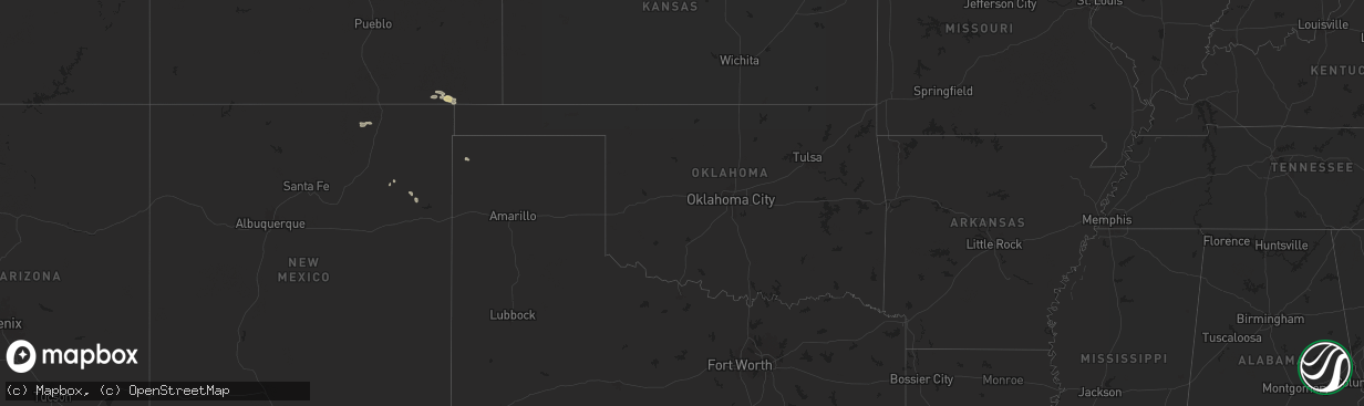 Hail map in Oklahoma on August 9, 2024