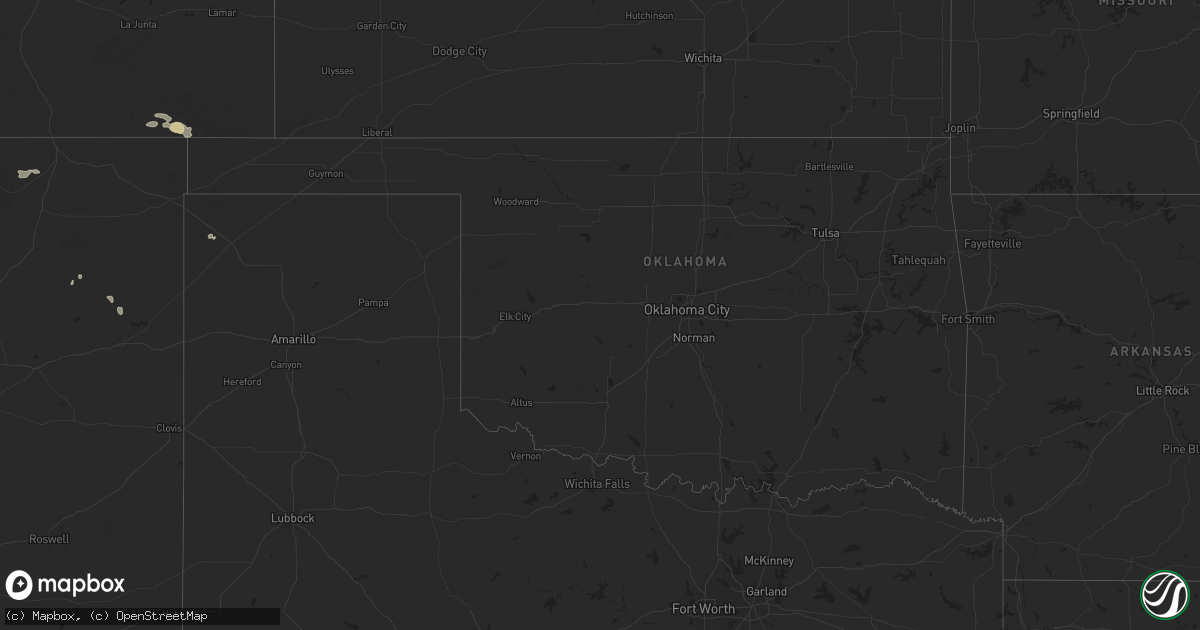 Hail map in Oklahoma on August 9, 2024
