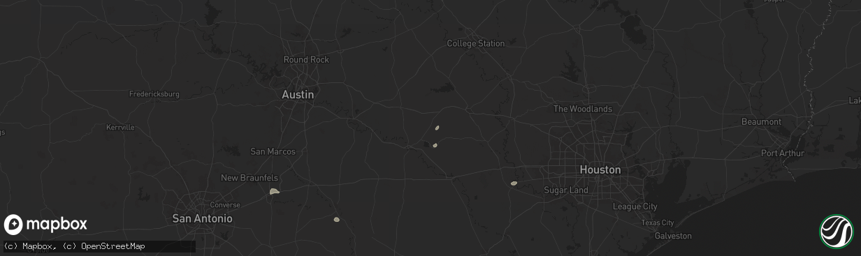 Hail map in Round Top, TX on August 9, 2024