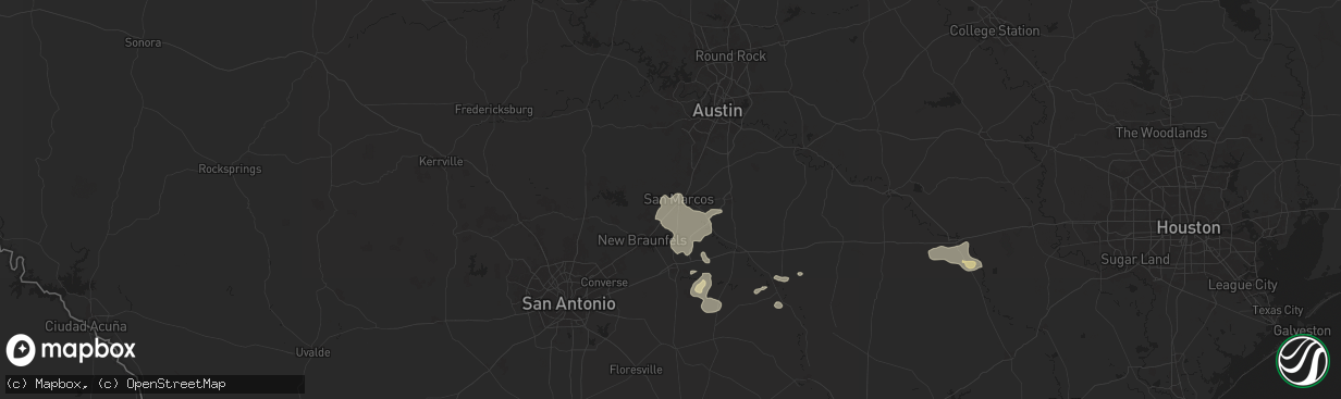 Hail map in San Marcos, TX on August 9, 2024