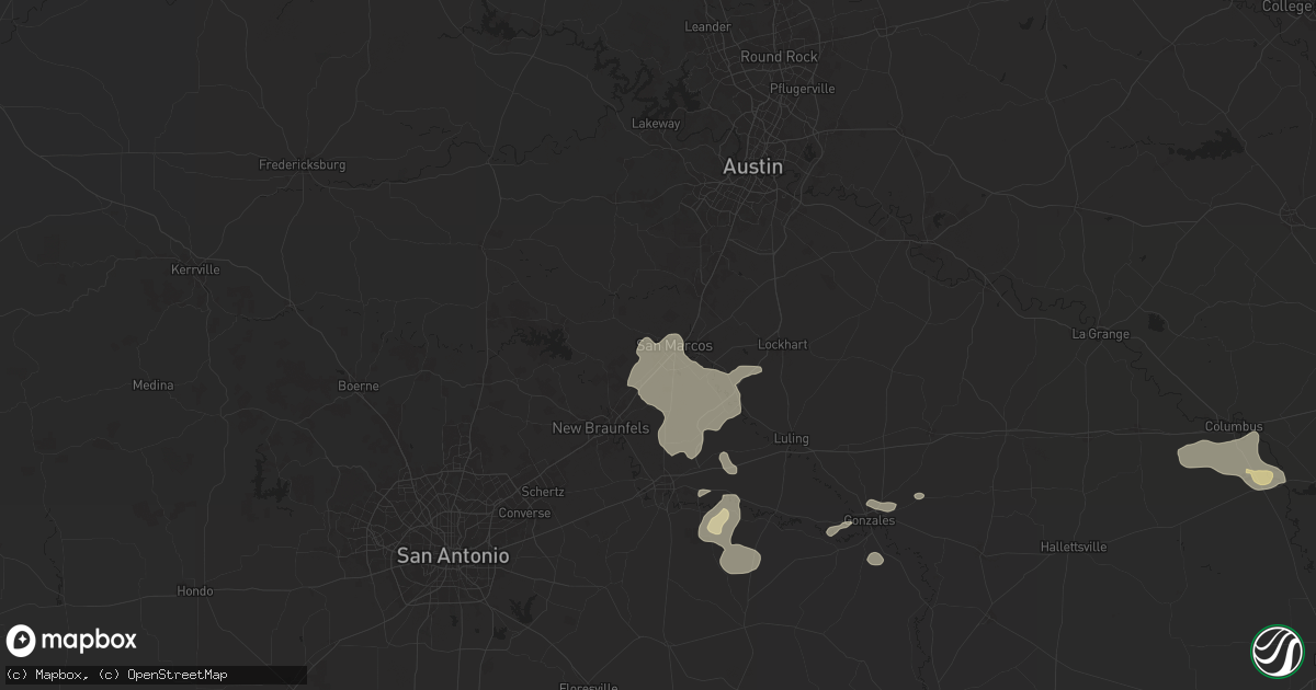 Hail map in San Marcos, TX on August 9, 2024