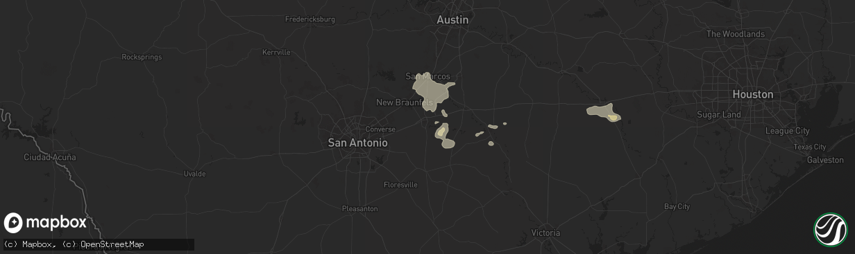 Hail map in Seguin, TX on August 9, 2024