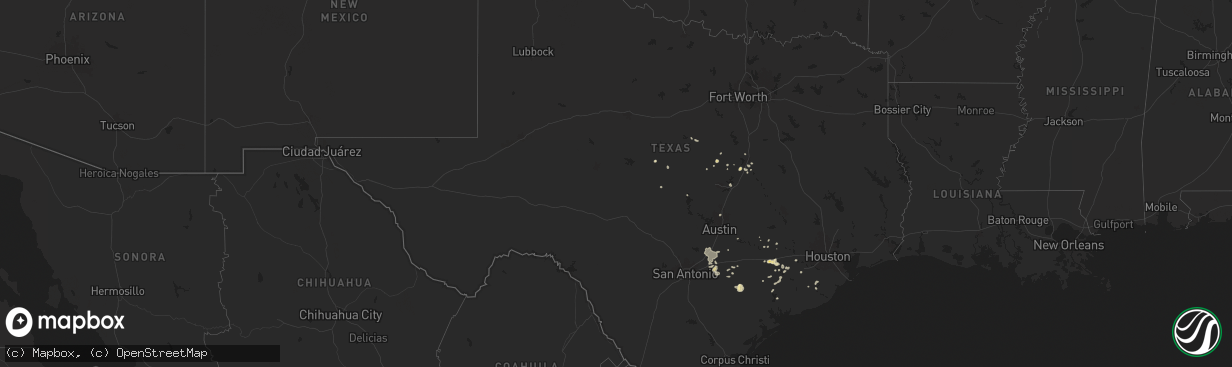 Hail map in Texas on August 9, 2024