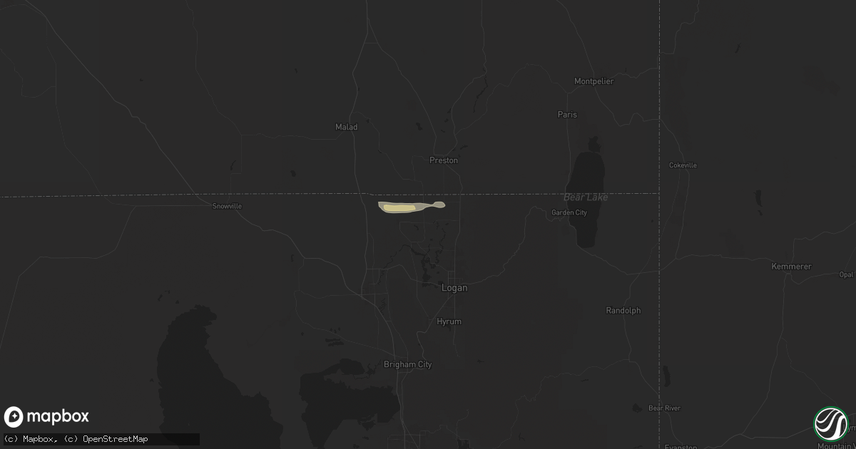 Hail map in Trenton, UT on August 9, 2024