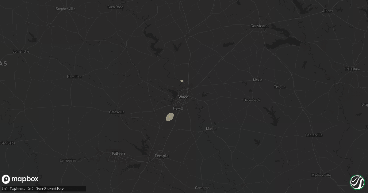 Hail map in Waco, TX on August 9, 2024