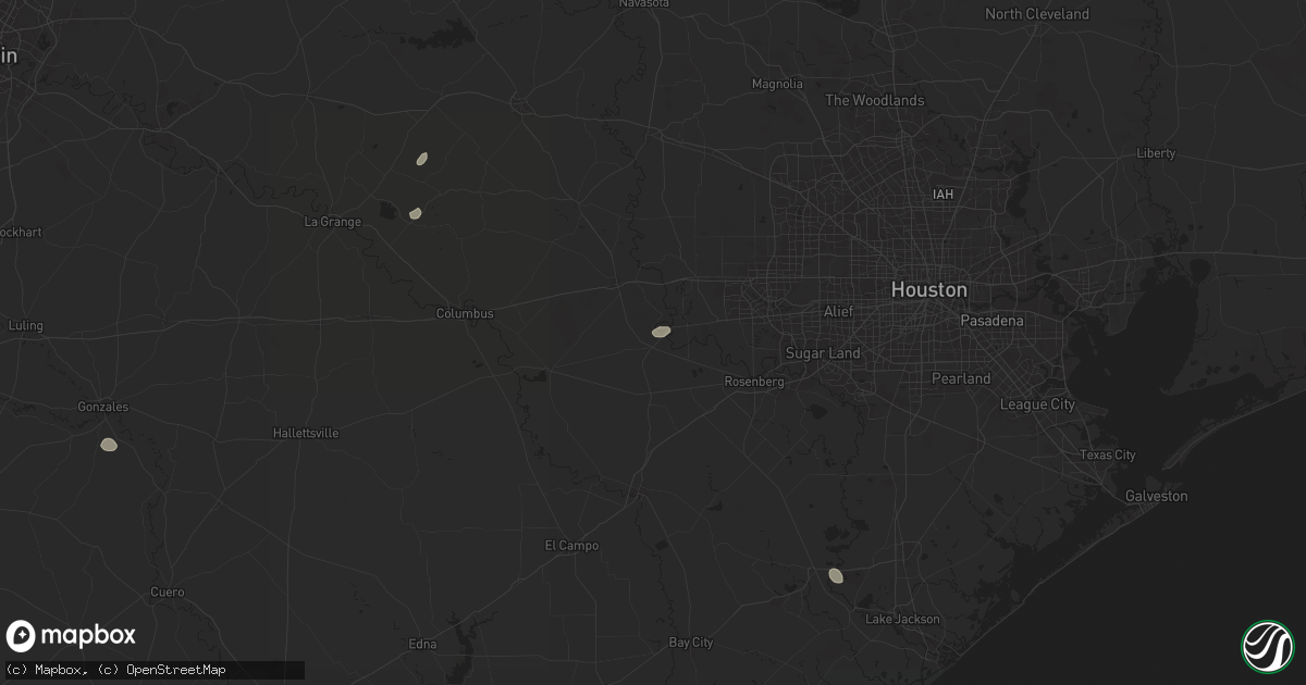 Hail map in Wallis, TX on August 9, 2024