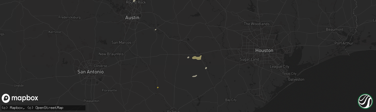 Hail map in Weimar, TX on August 9, 2024