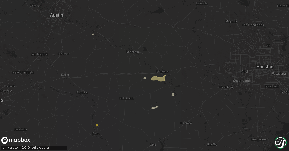 Hail map in Weimar, TX on August 9, 2024