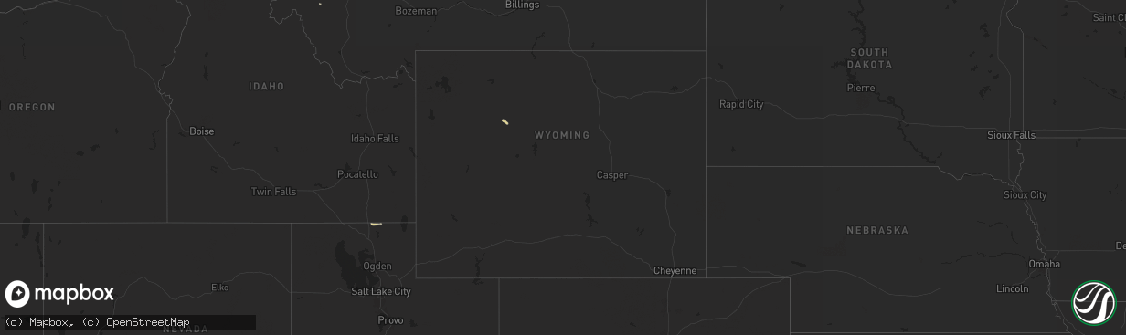 Hail map in Wyoming on August 9, 2024