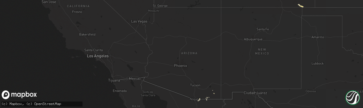 Hail map in Arizona on August 9, 2025