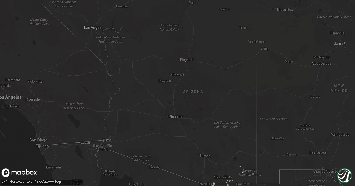 Hail map in Arizona on August 9, 2025
