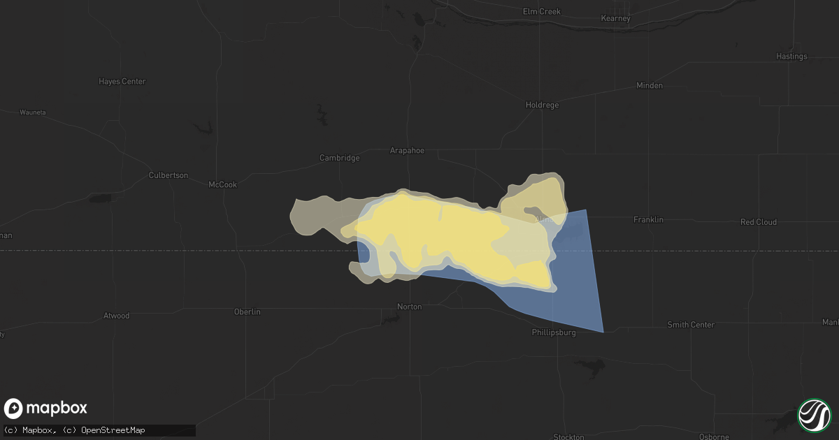 Hail map in Beaver City, NE on August 9, 2025