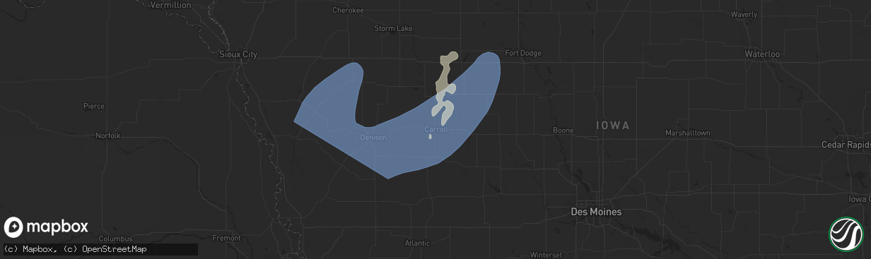 Hail map in Carroll, IA on August 9, 2025