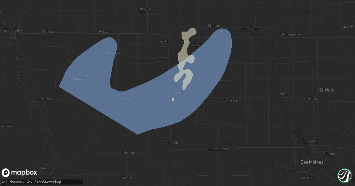 Hail map in Carroll, IA on August 9, 2025