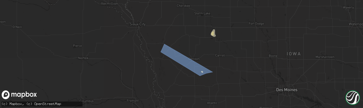 Hail map in Charter Oak, IA on August 9, 2025