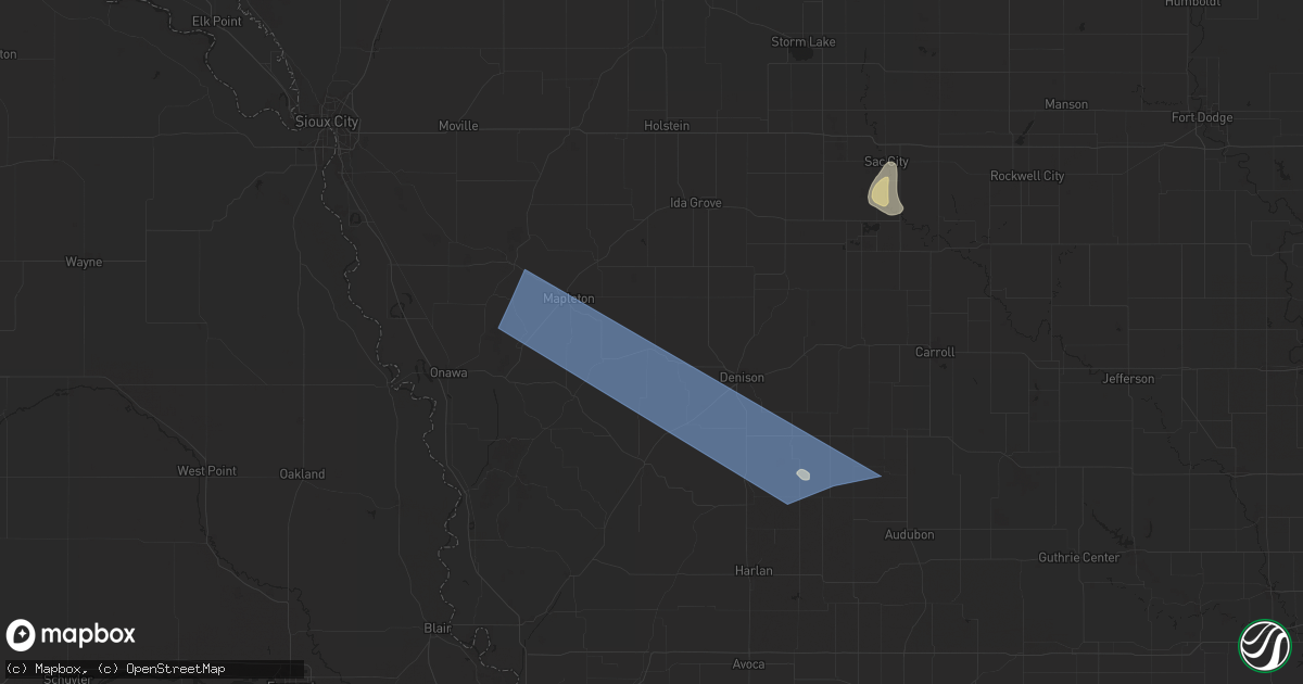 Hail map in Charter Oak, IA on August 9, 2025