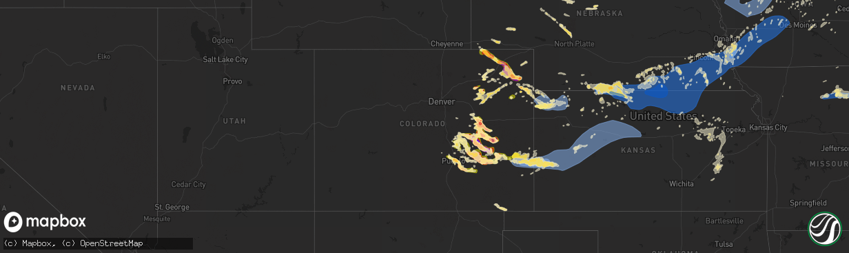 Hail map in Colorado on August 9, 2025