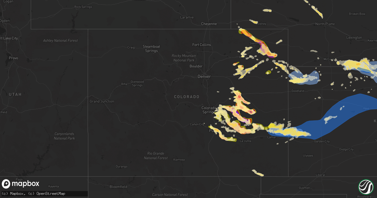 Hail map in Colorado on August 9, 2025