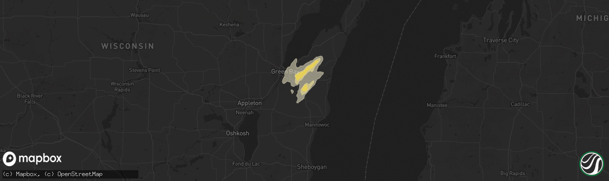 Hail map in Denmark, WI on August 9, 2025
