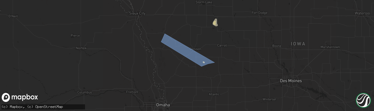 Hail map in Dow City, IA on August 9, 2025