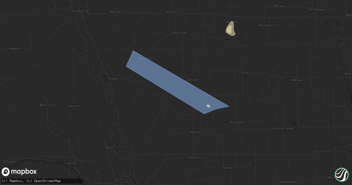 Hail map in Dow City, IA on August 9, 2025
