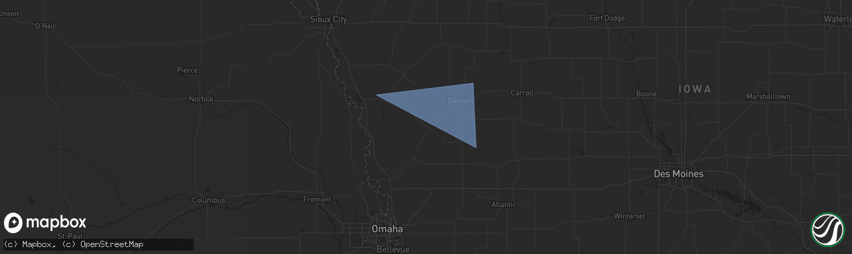 Hail map in Dunlap, IA on August 9, 2025