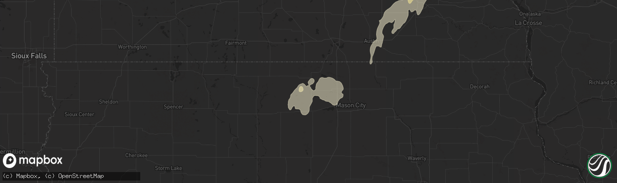 Hail map in Forest City, IA on August 9, 2025