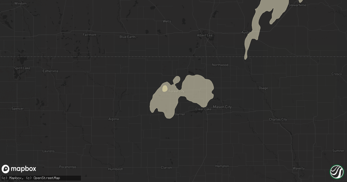 Hail map in Forest City, IA on August 9, 2025