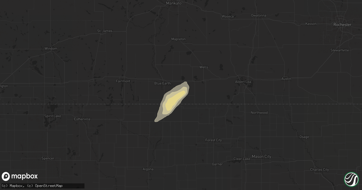 Hail map in Frost, MN on August 9, 2025