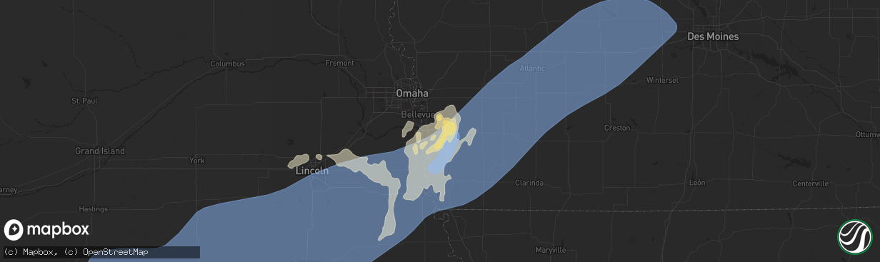 Hail map in Glenwood, IA on August 9, 2025